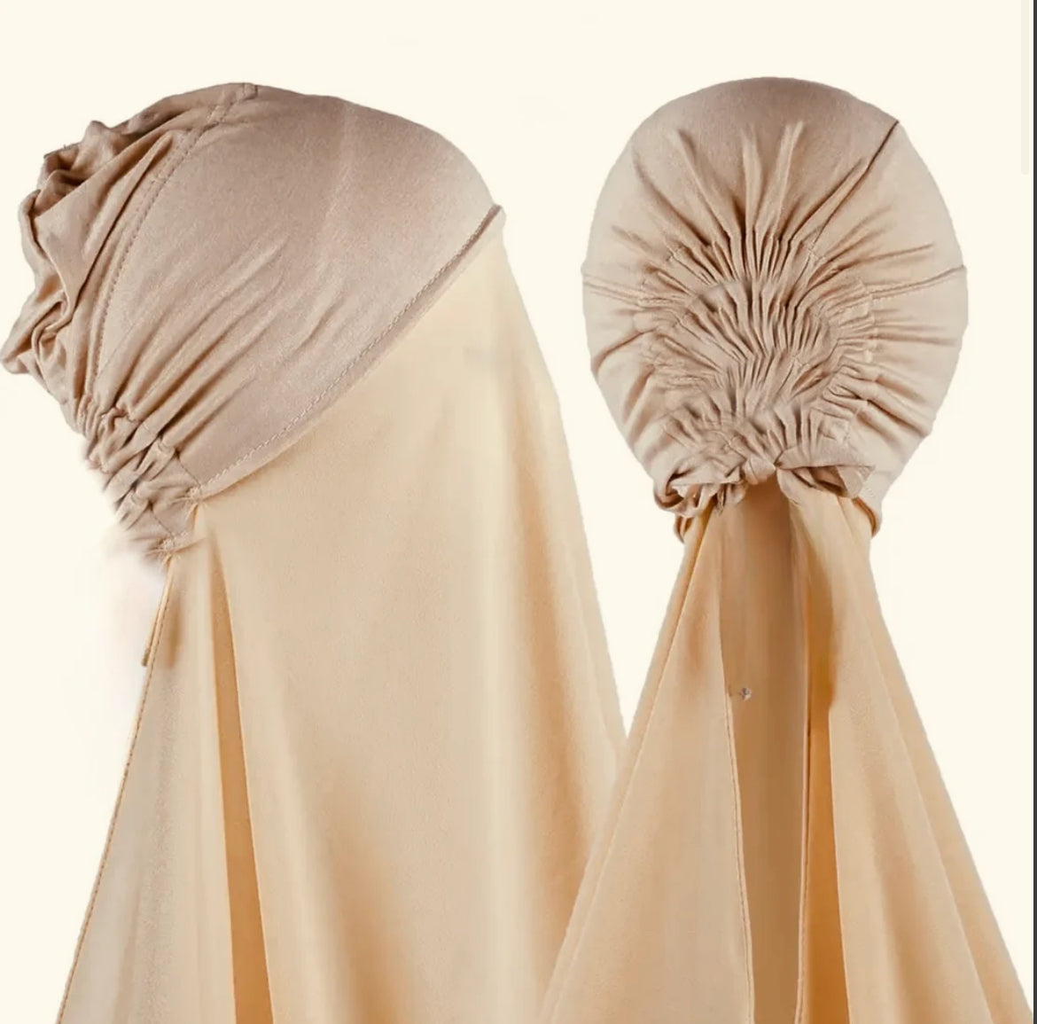 2 in 1 Ready-wear joint Bonnet with Chiffon Scarf Hijab no tie