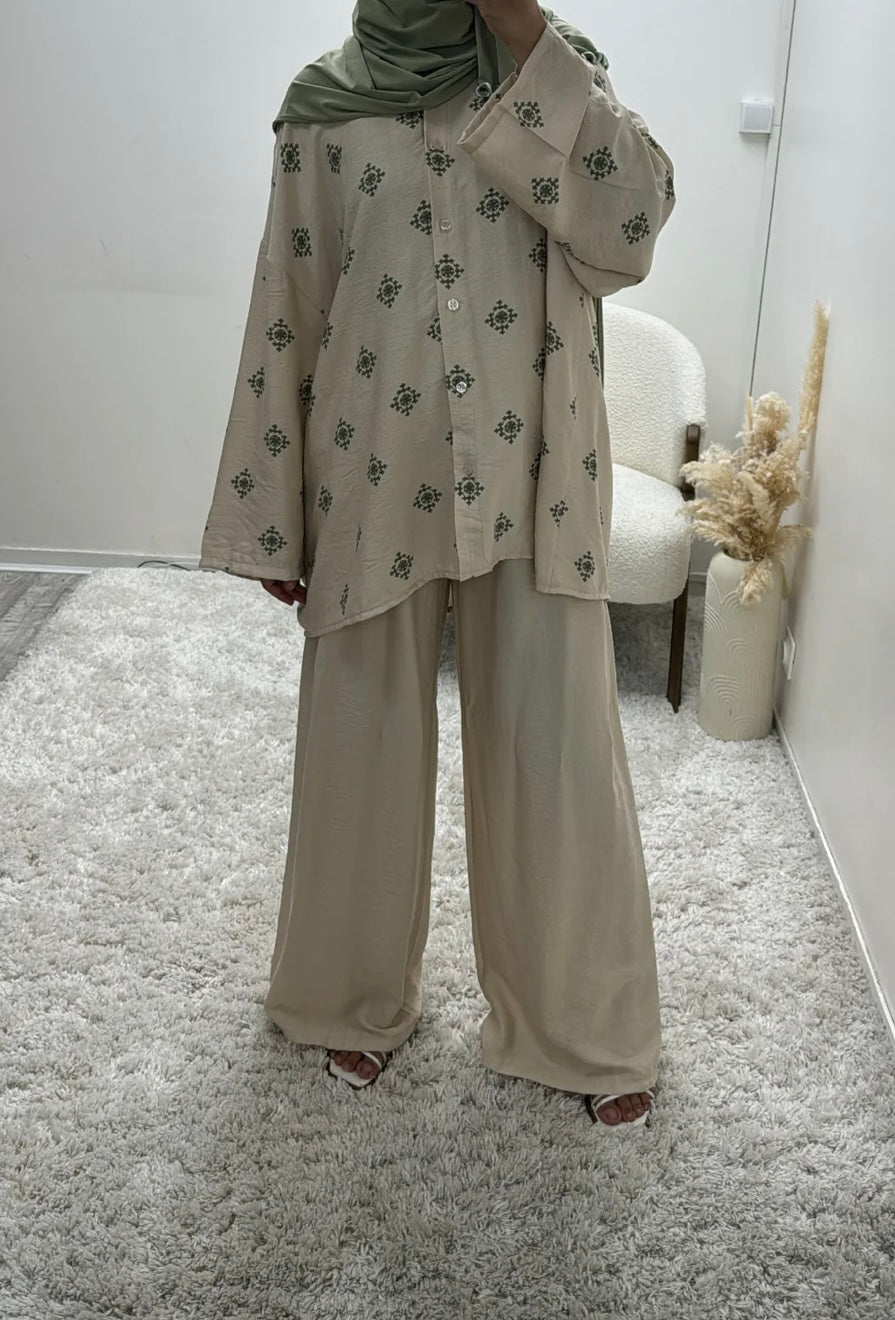 Small Print Linen Feel Coord