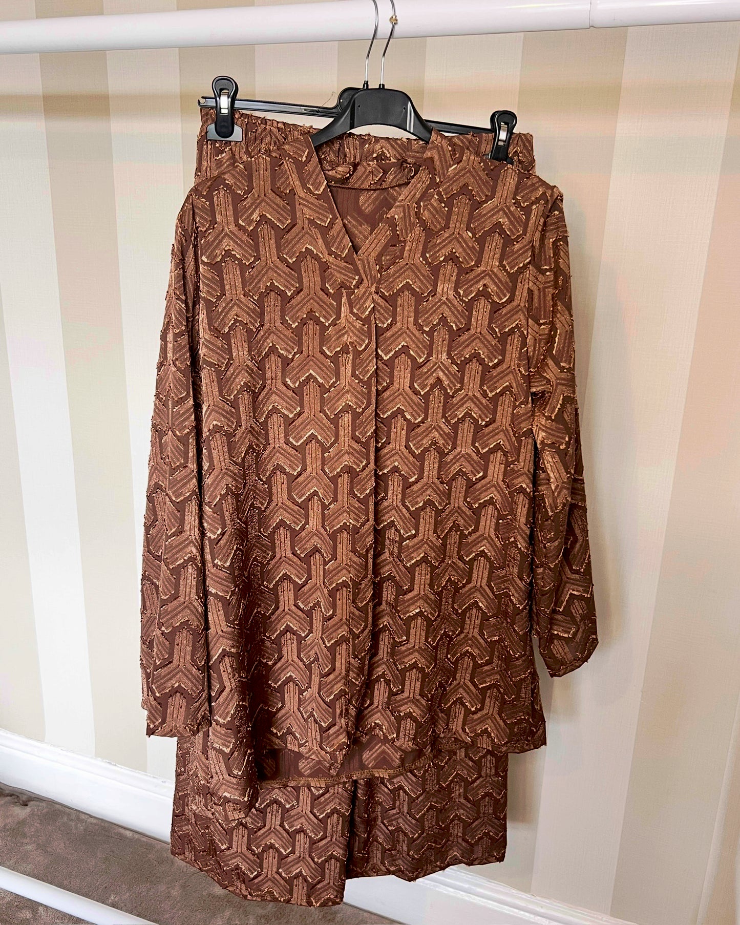 Burnout Textured V Neck Co Ord