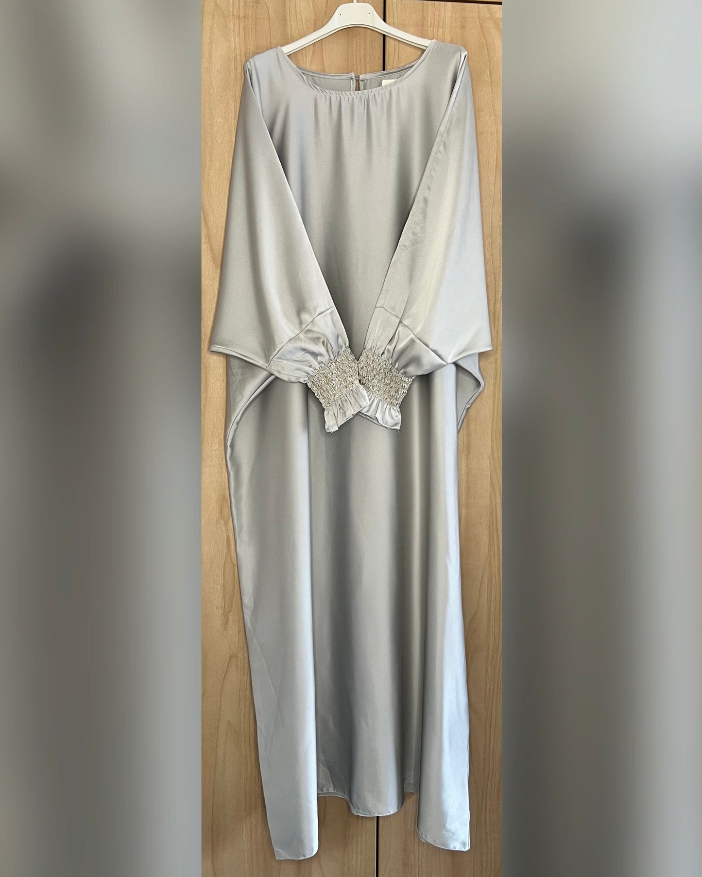 Cuff Detail Satin Batwing Abaya