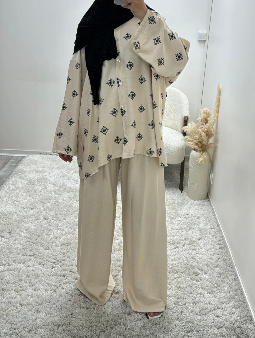 Small Print Linen Feel Coord