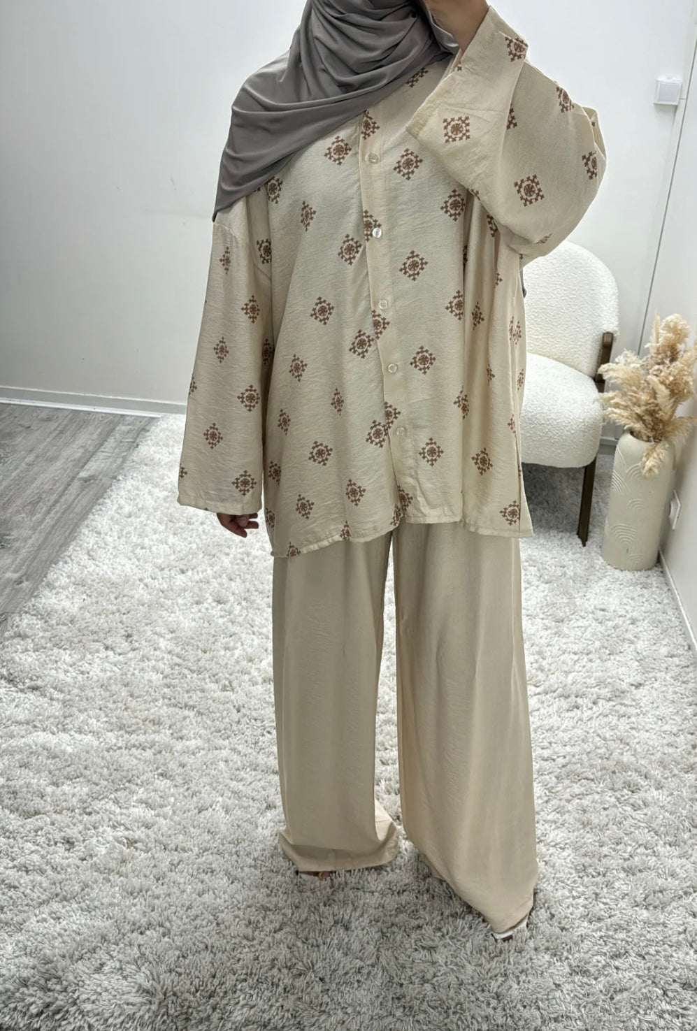 Small Print Linen Feel Coord