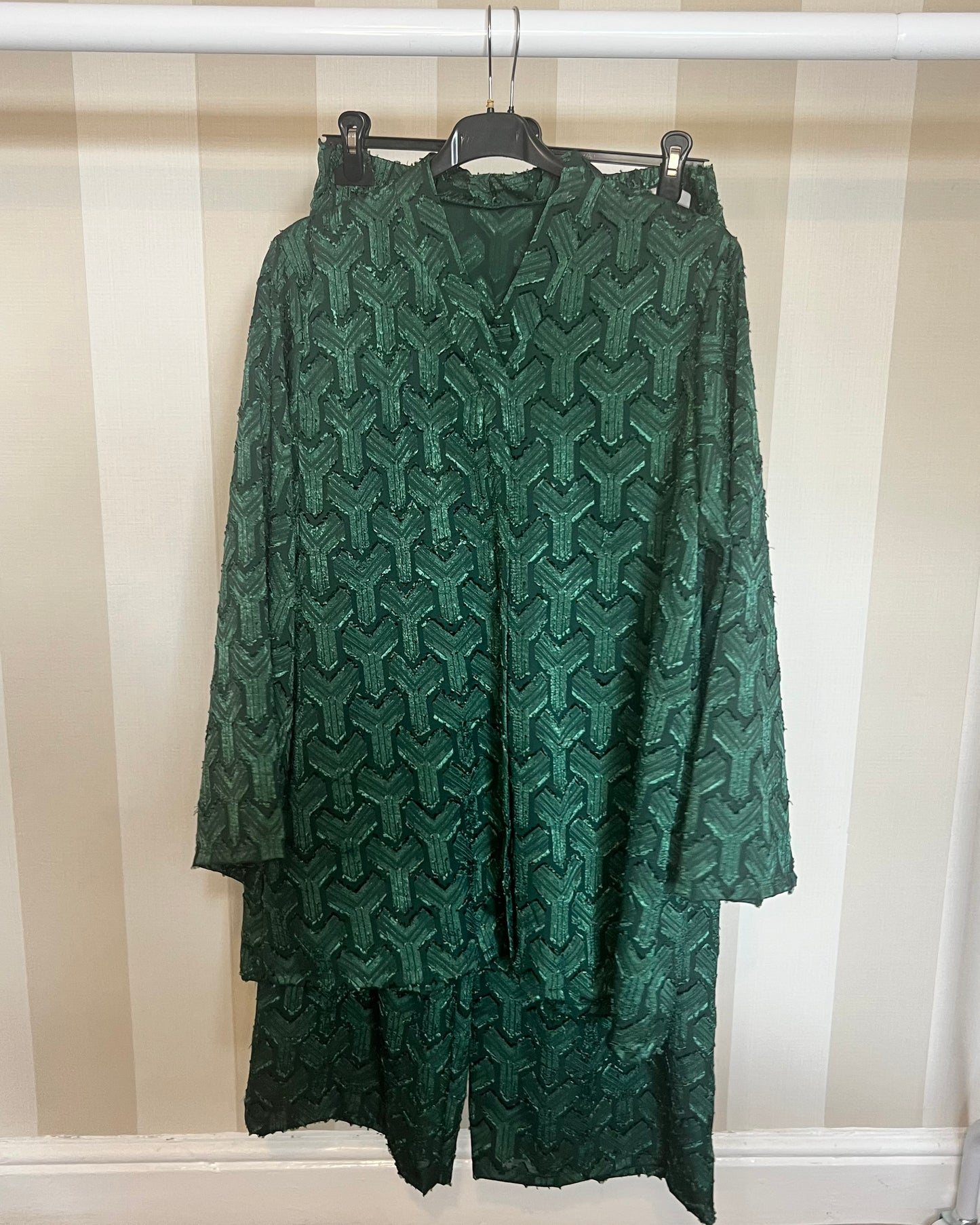 Burnout Textured V Neck Co Ord
