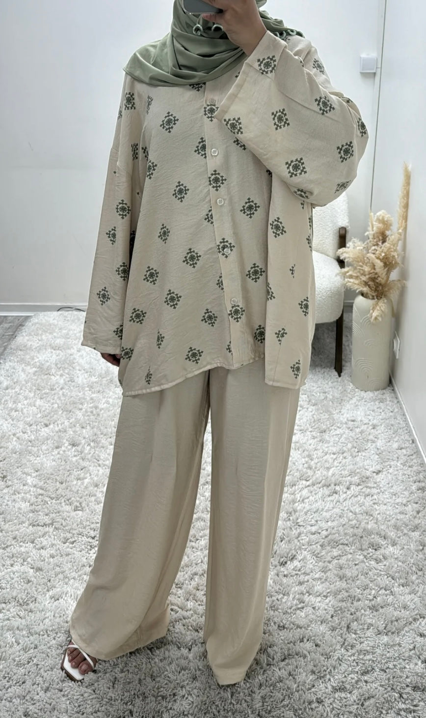 Small Print Linen Feel Coord