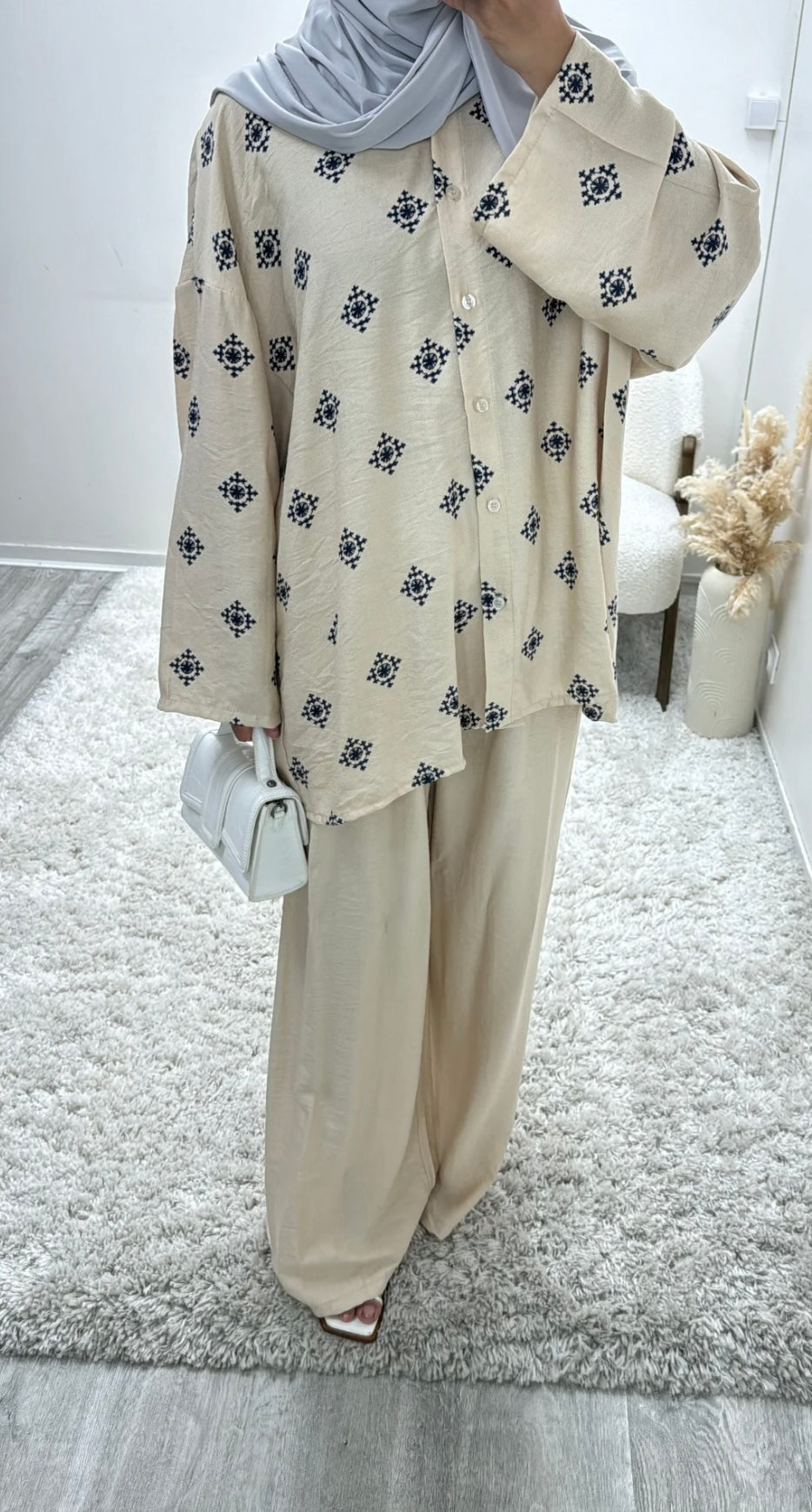 Small Print Linen Feel Coord