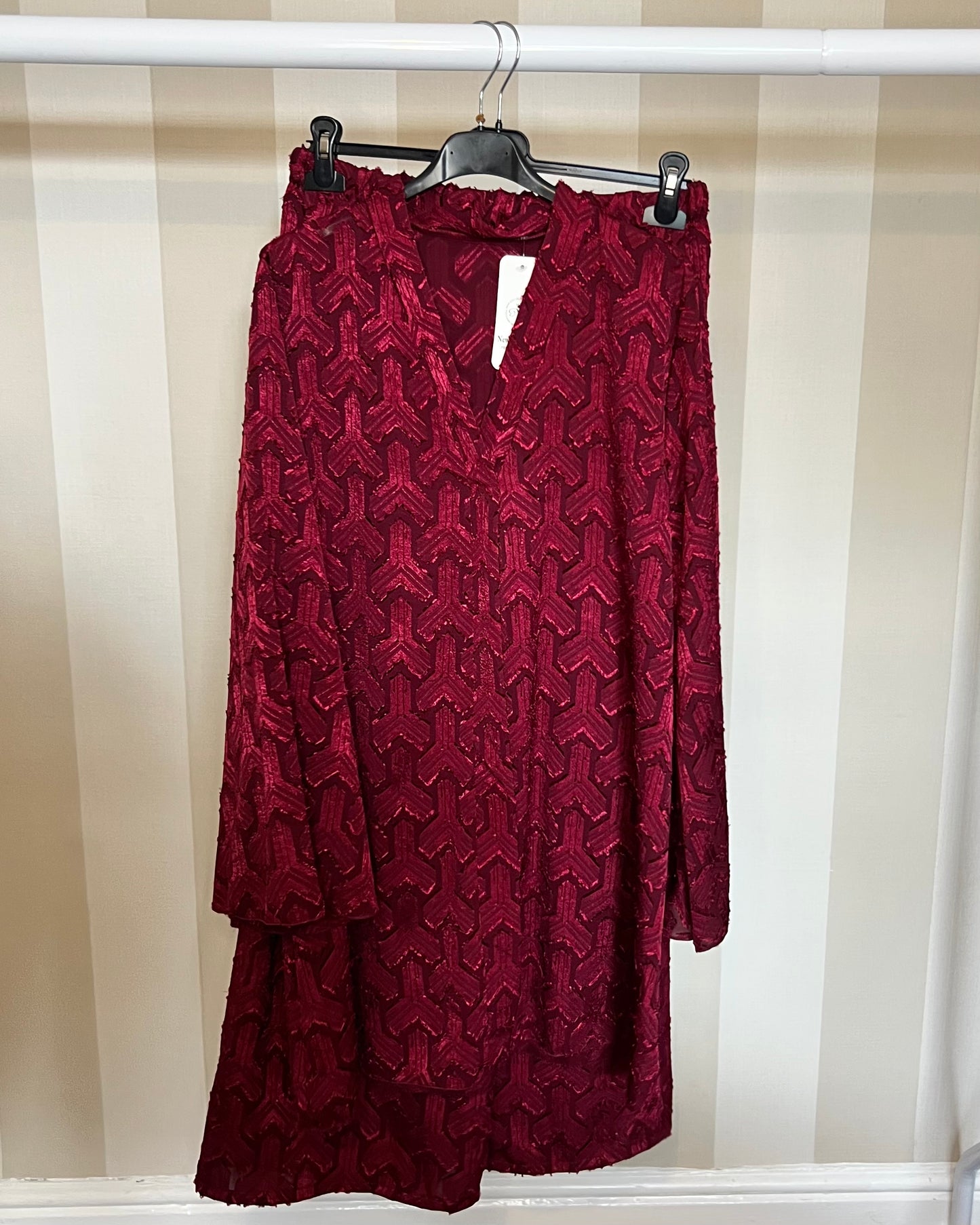 Burnout Textured V Neck Co Ord
