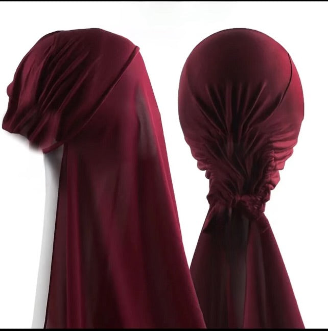 2 in 1 Ready-wear joint Bonnet with Chiffon Scarf Hijab no tie