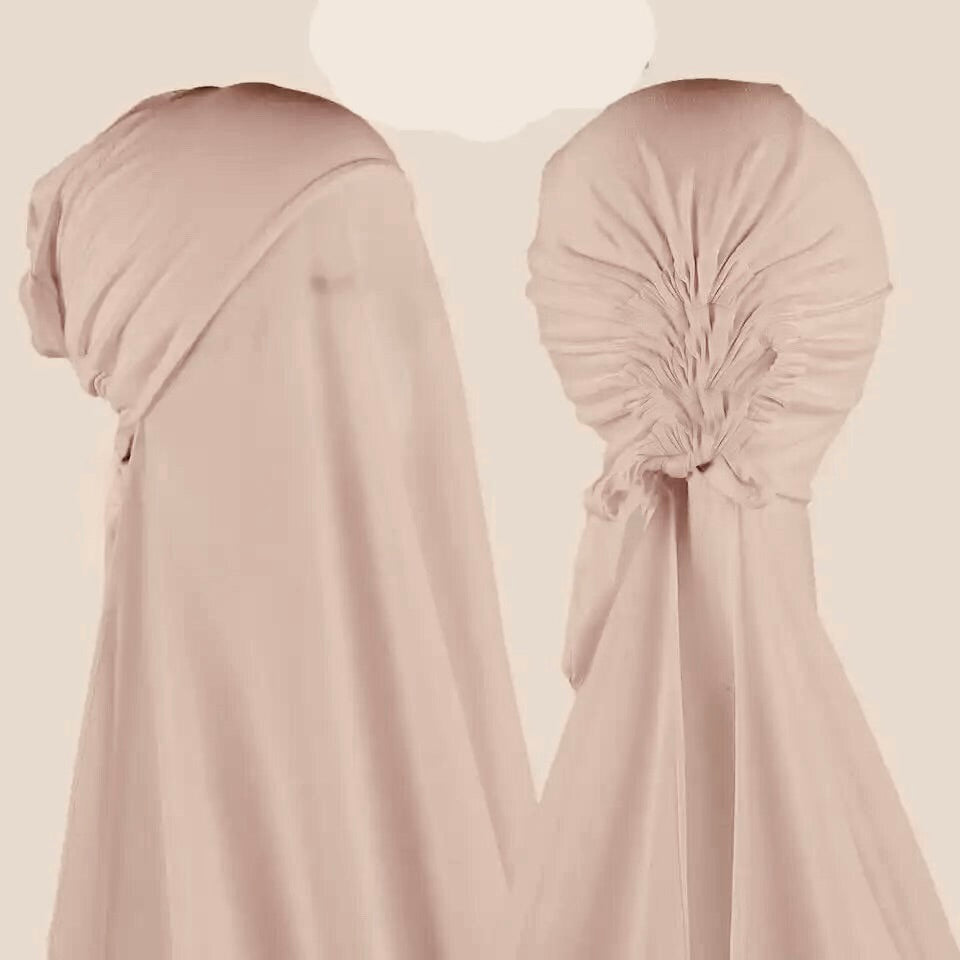 2 in 1 Ready-wear joint Bonnet with Chiffon Scarf Hijab no tie