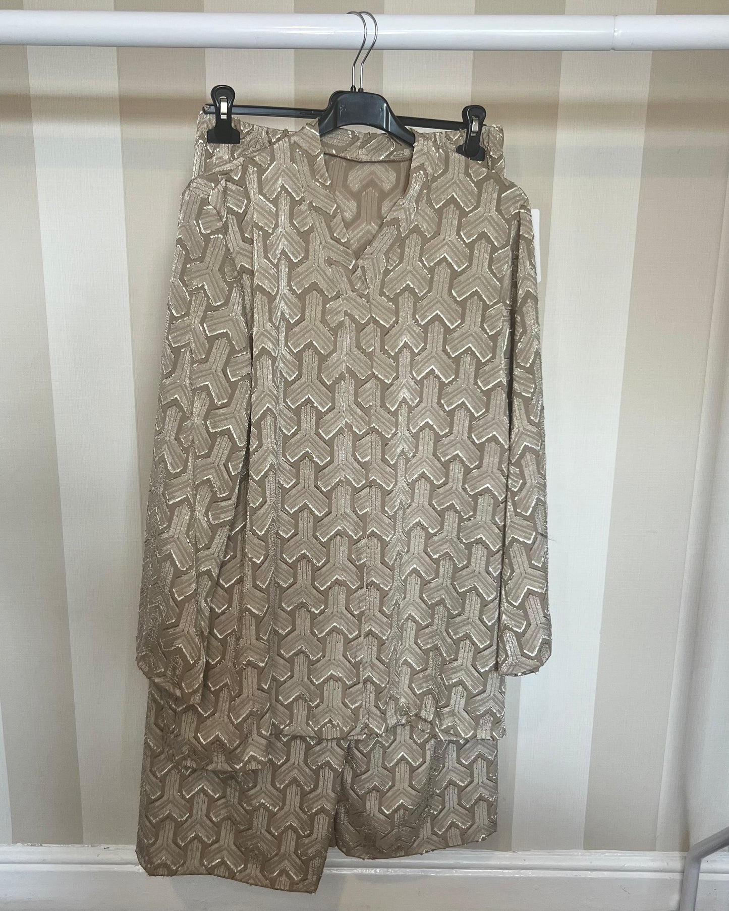 Burnout Textured V Neck Co Ord