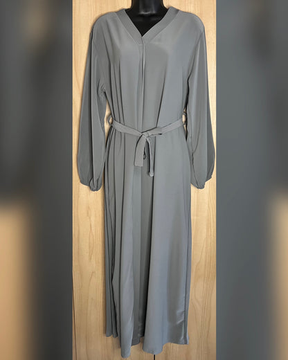 V-Neck Back Pleated Abaya Dress