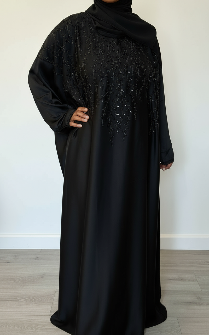 Aliya Inner Tie Belt Abaya with Hijab