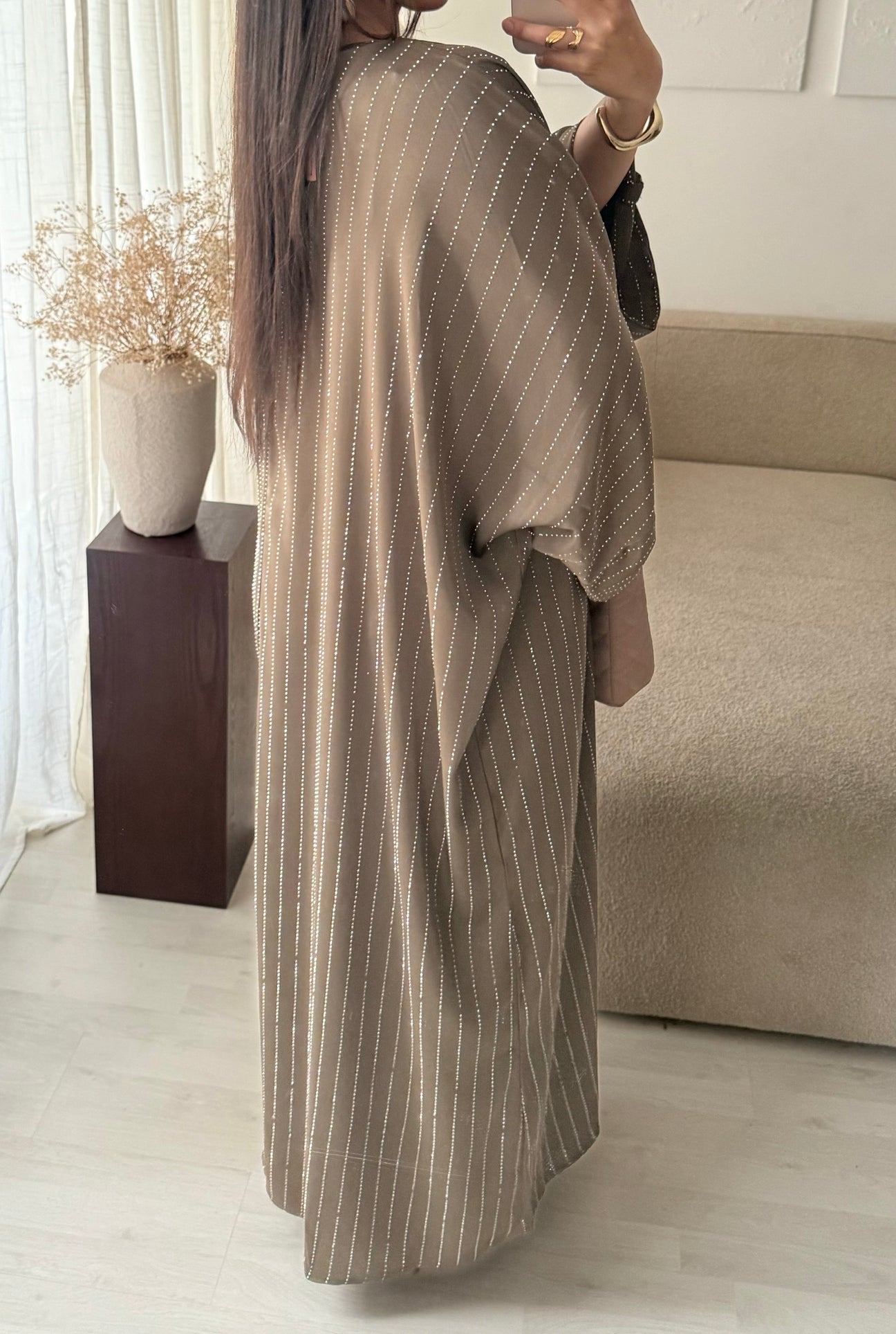 Premium Vertical Rhinestone Abaya Dress