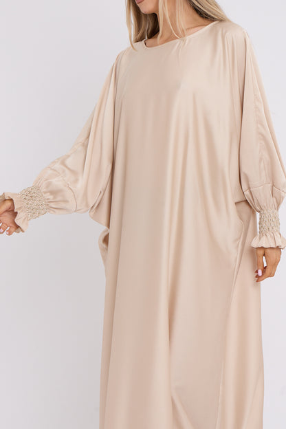 Cuff Detail Satin Batwing Dress