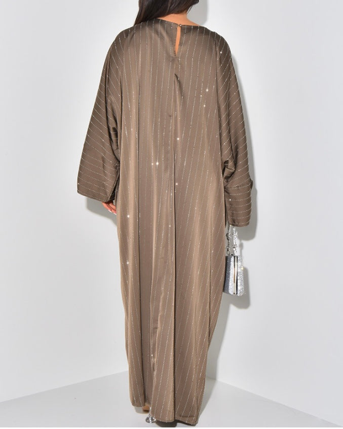 Premium Vertical Rhinestone Abaya Dress