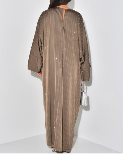 Premium Vertical Rhinestone Abaya Dress