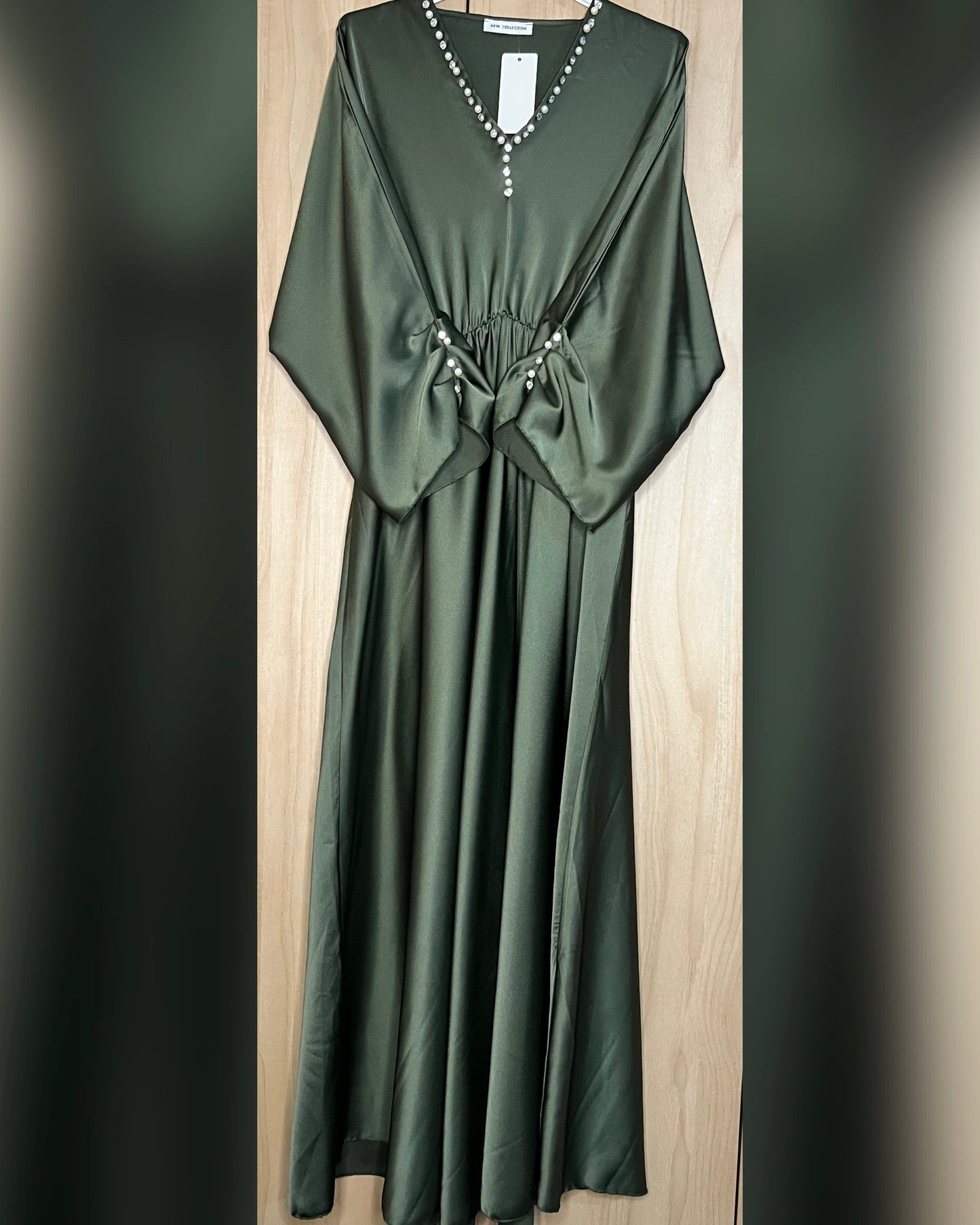 Pearl Embellished Satin Dress