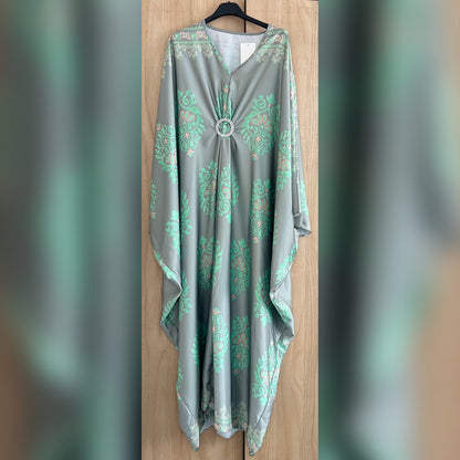 Jewel Print Satin Kaftan