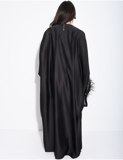Premium Farah Feather Embellished Tie Belt Kaftan