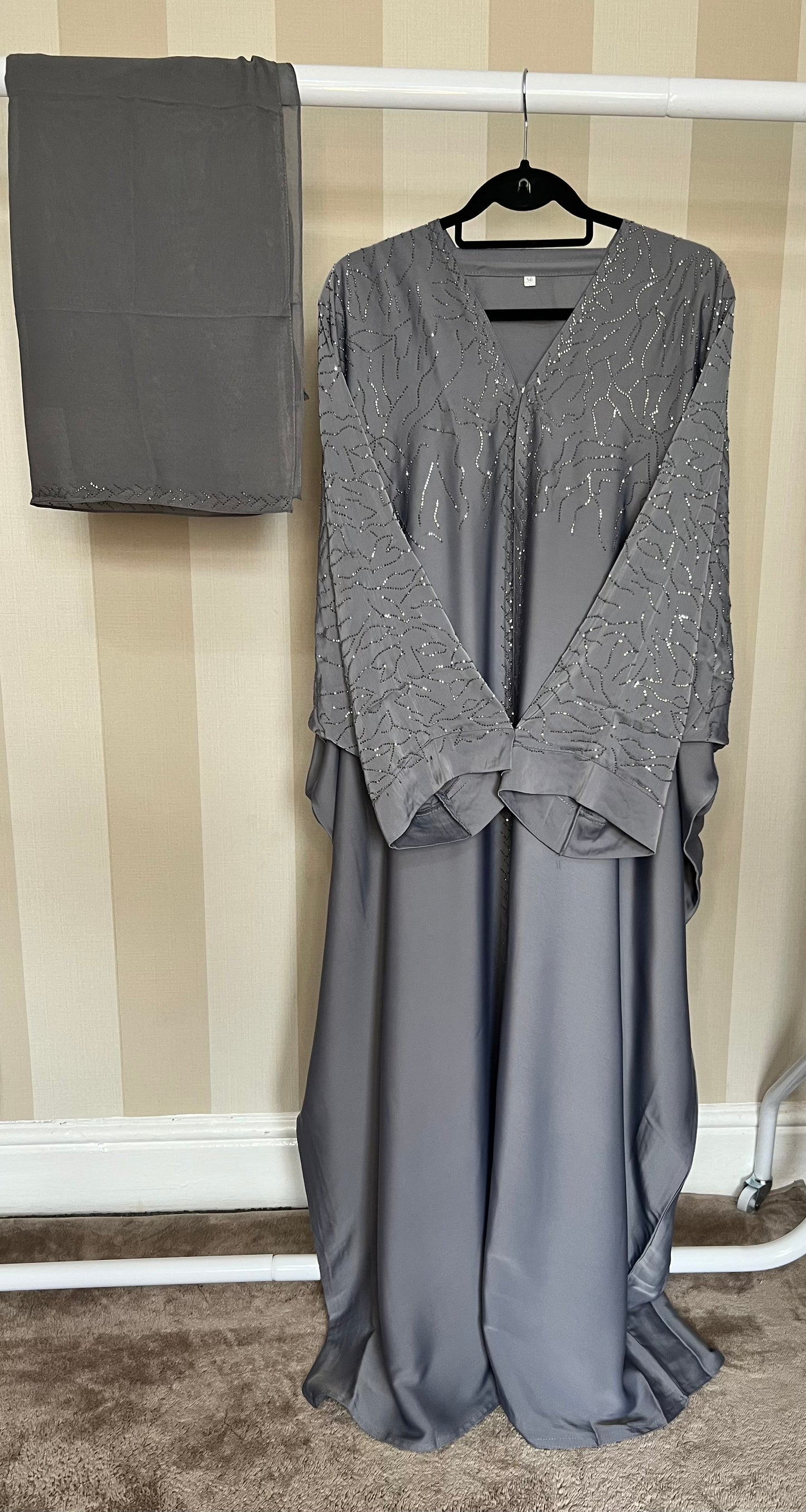 Embellished Abaya with Matching Hijab