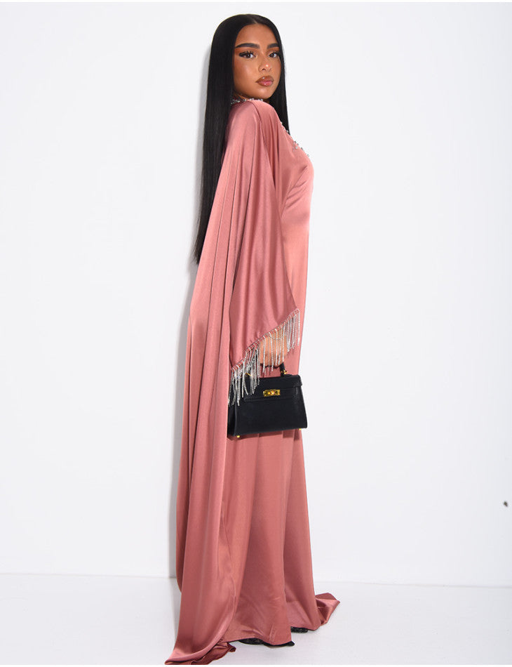 Sareena Premium Embellished Fringe Kaftan with Inner Belt