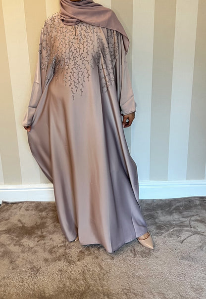 Aliya Inner Tie Belt Abaya with Hijab