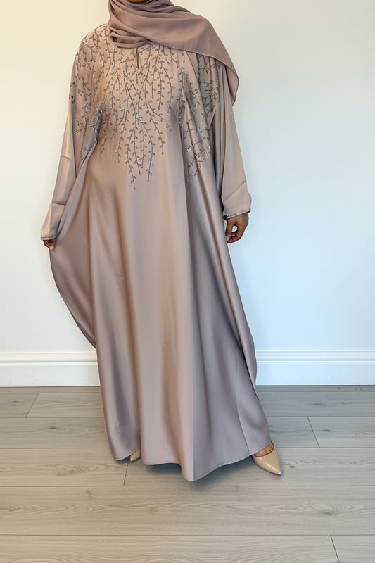 Aliya Inner Tie Belt Abaya with Hijab