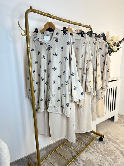 Small Print Linen Feel Coord