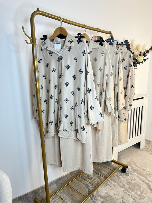 Small Print Linen Feel Coord
