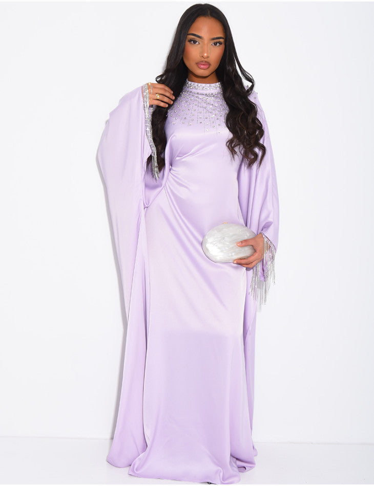 Sareena Premium Embellished Fringe Kaftan with Inner Belt