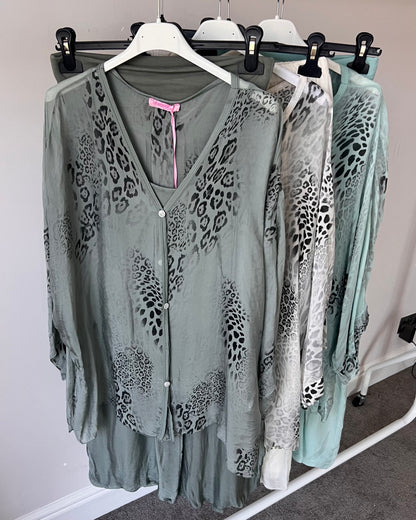 Kiara Leopard Chiffon Silk Co Ord