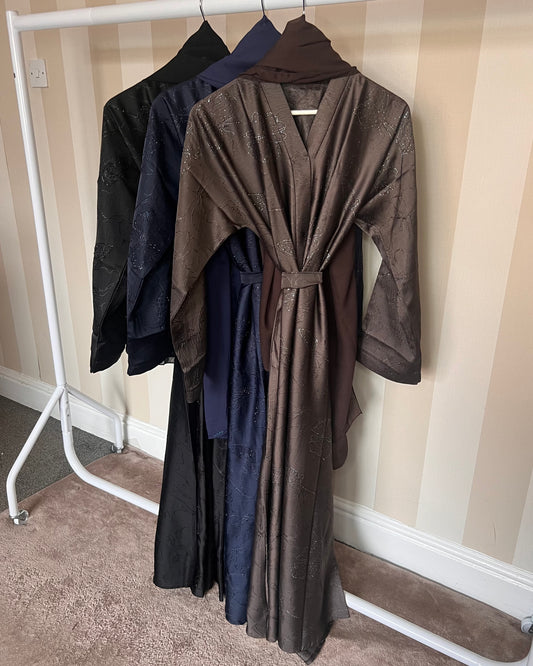 Laylah Embellished Jacquard Print Abaya Set