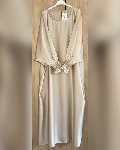 Cuff Detail Satin Batwing Abaya