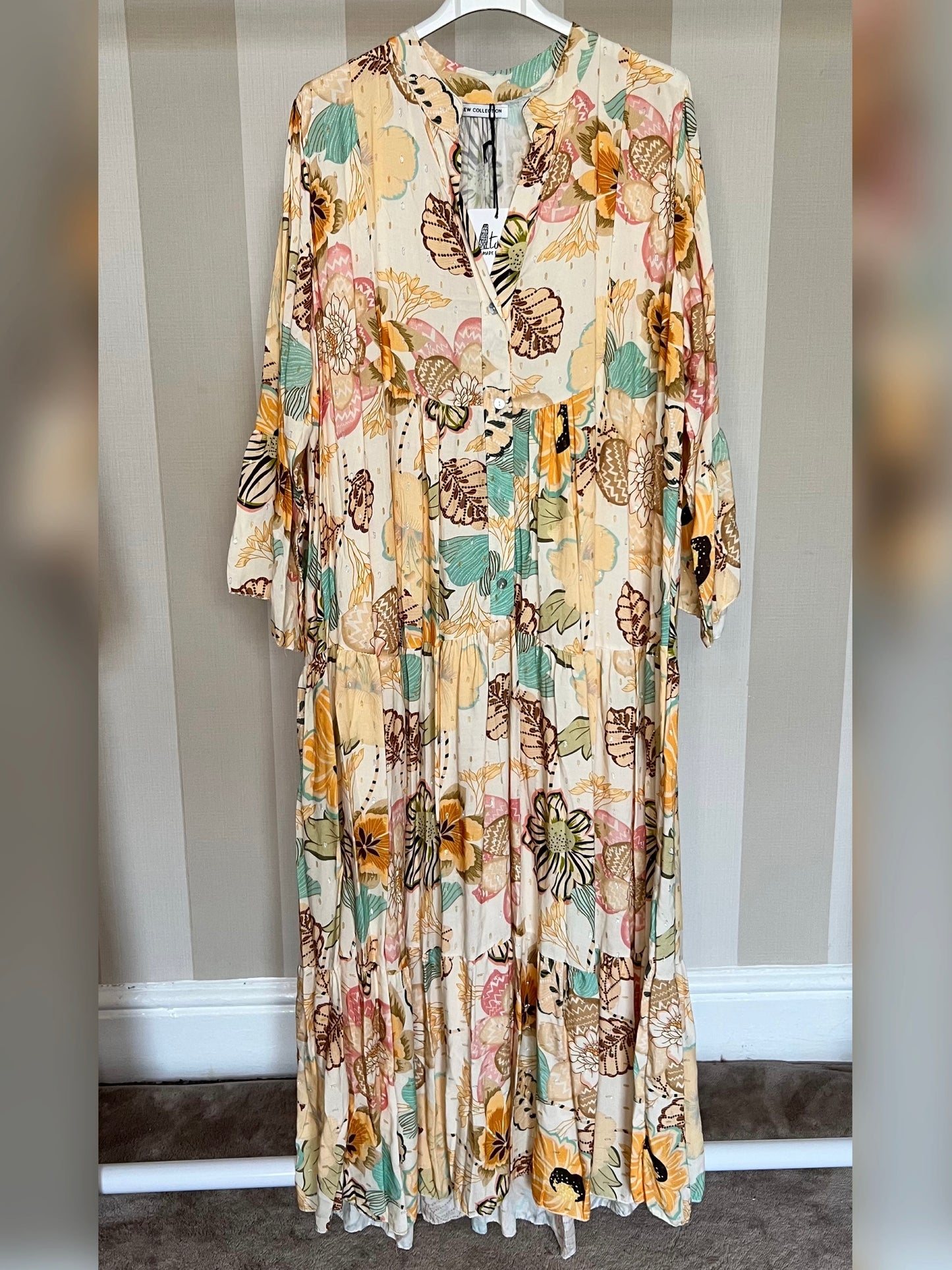 Floral Gold Speckled Summer Dress