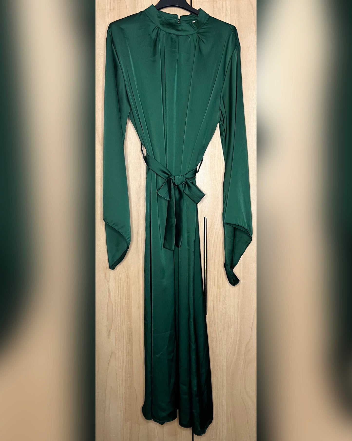 Flared Sleeve Satin Dress