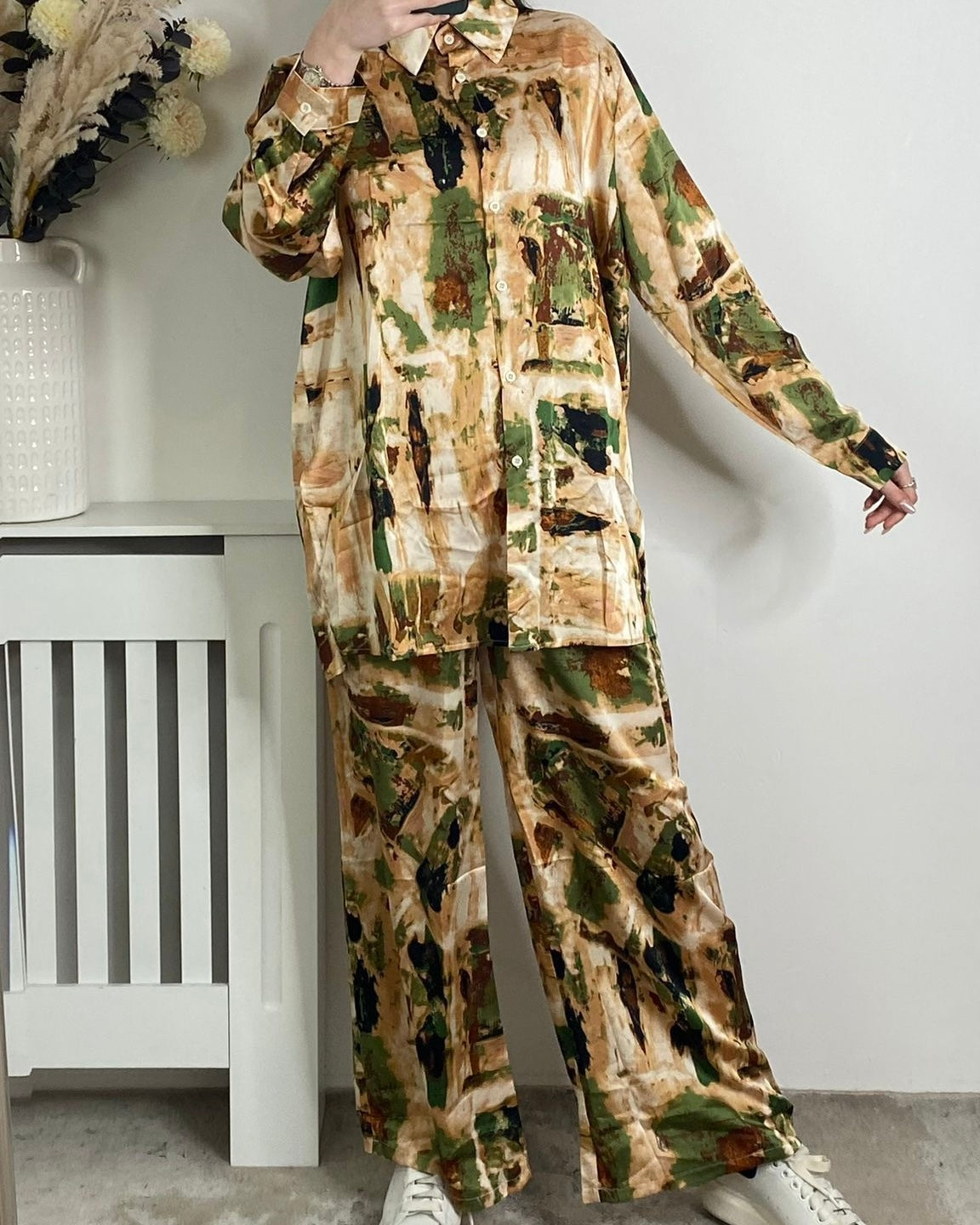 Camouflage Printed Satin Coord