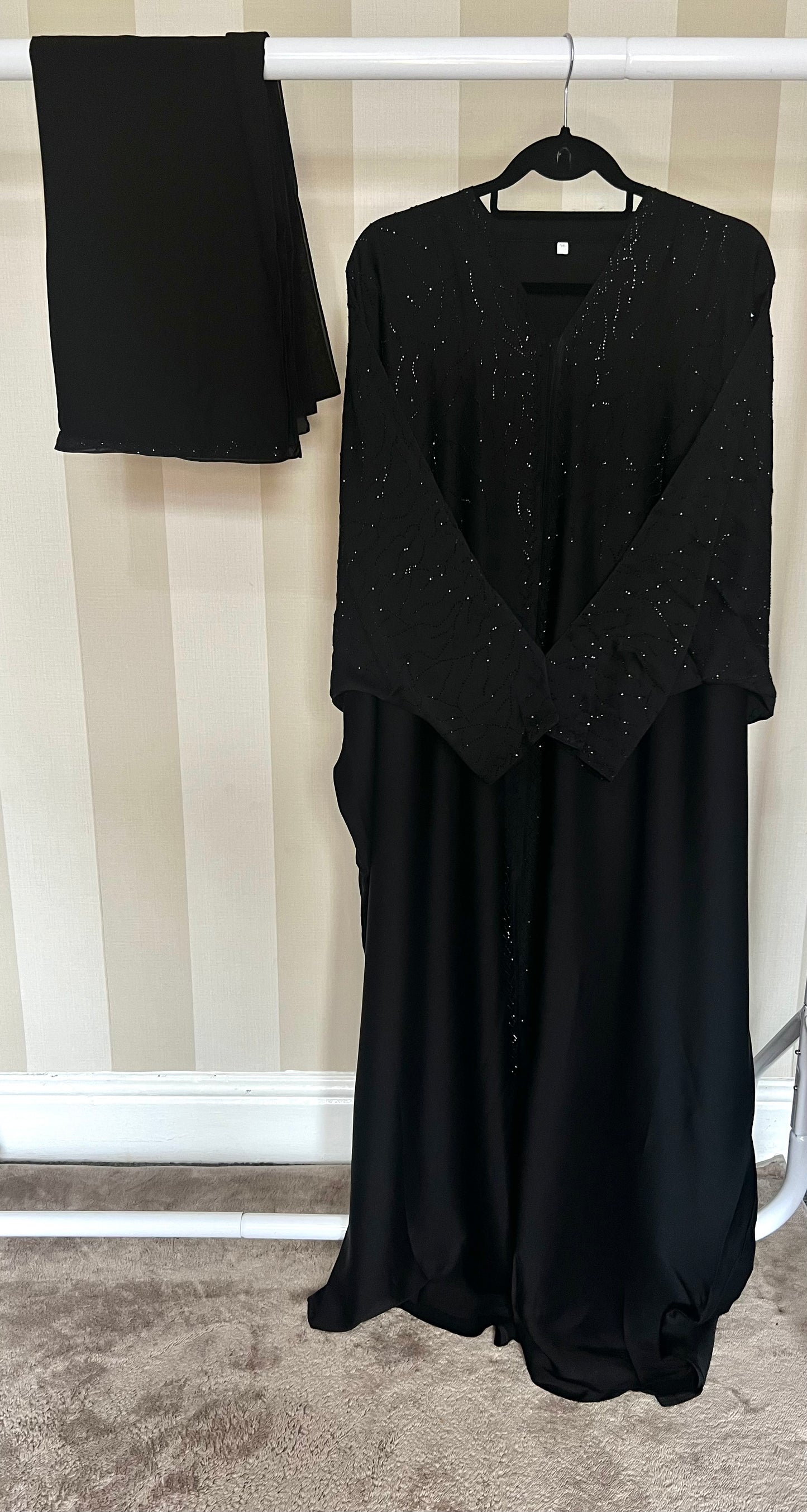 Embellished Abaya with Matching Hijab