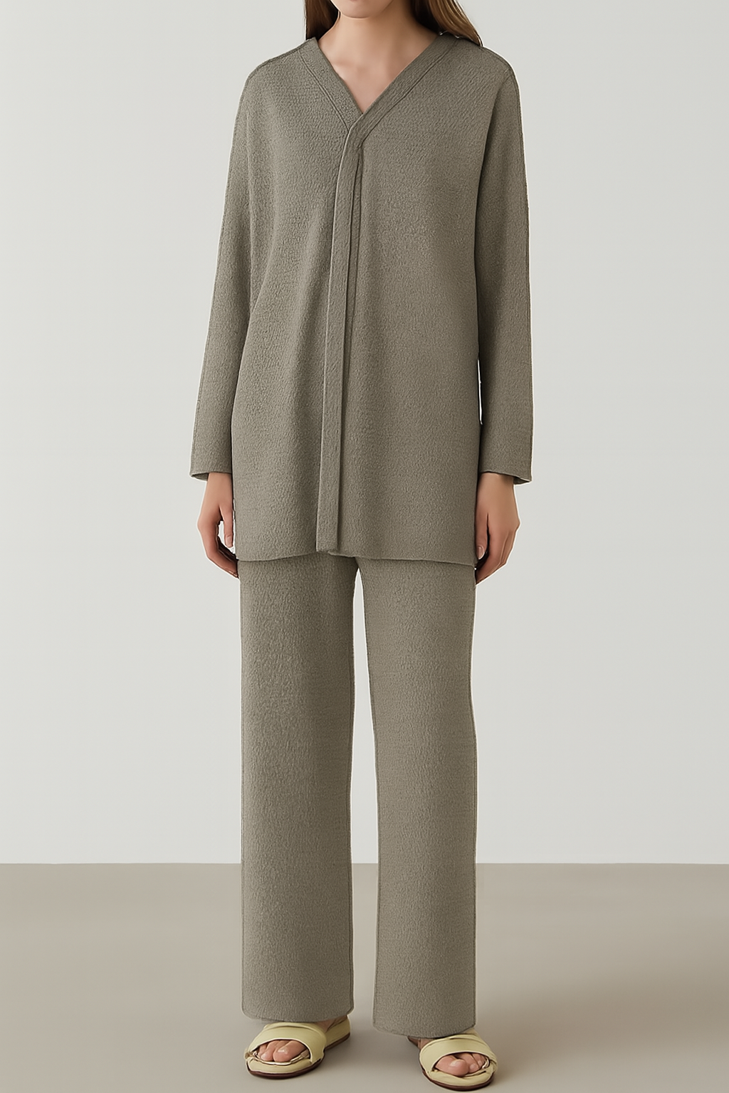 Waffle Textured V Neck Co Ord