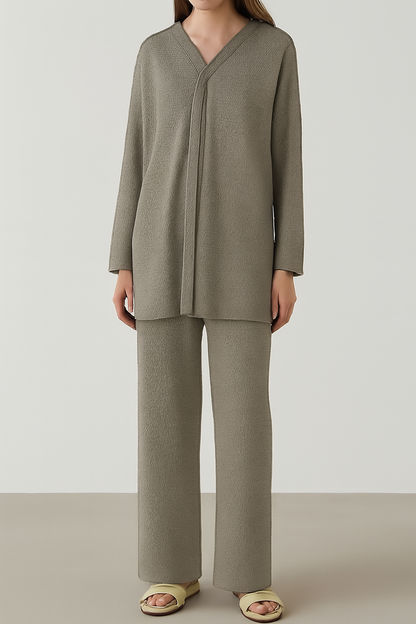 Waffle Textured V Neck Co Ord