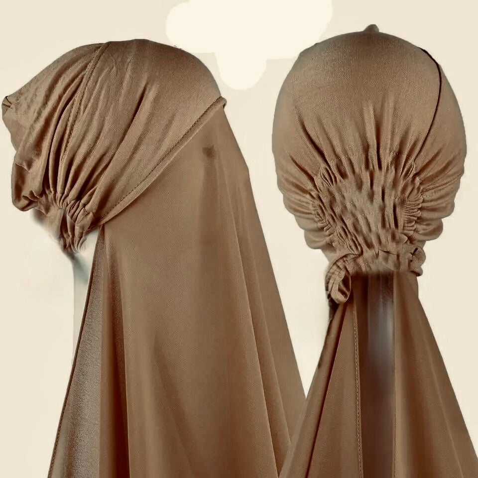 2 in 1 Ready-wear joint Bonnet with Chiffon Scarf  Hijab no tie