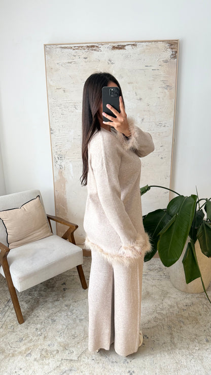 Premium Fur Trim Cardigan Co Ord