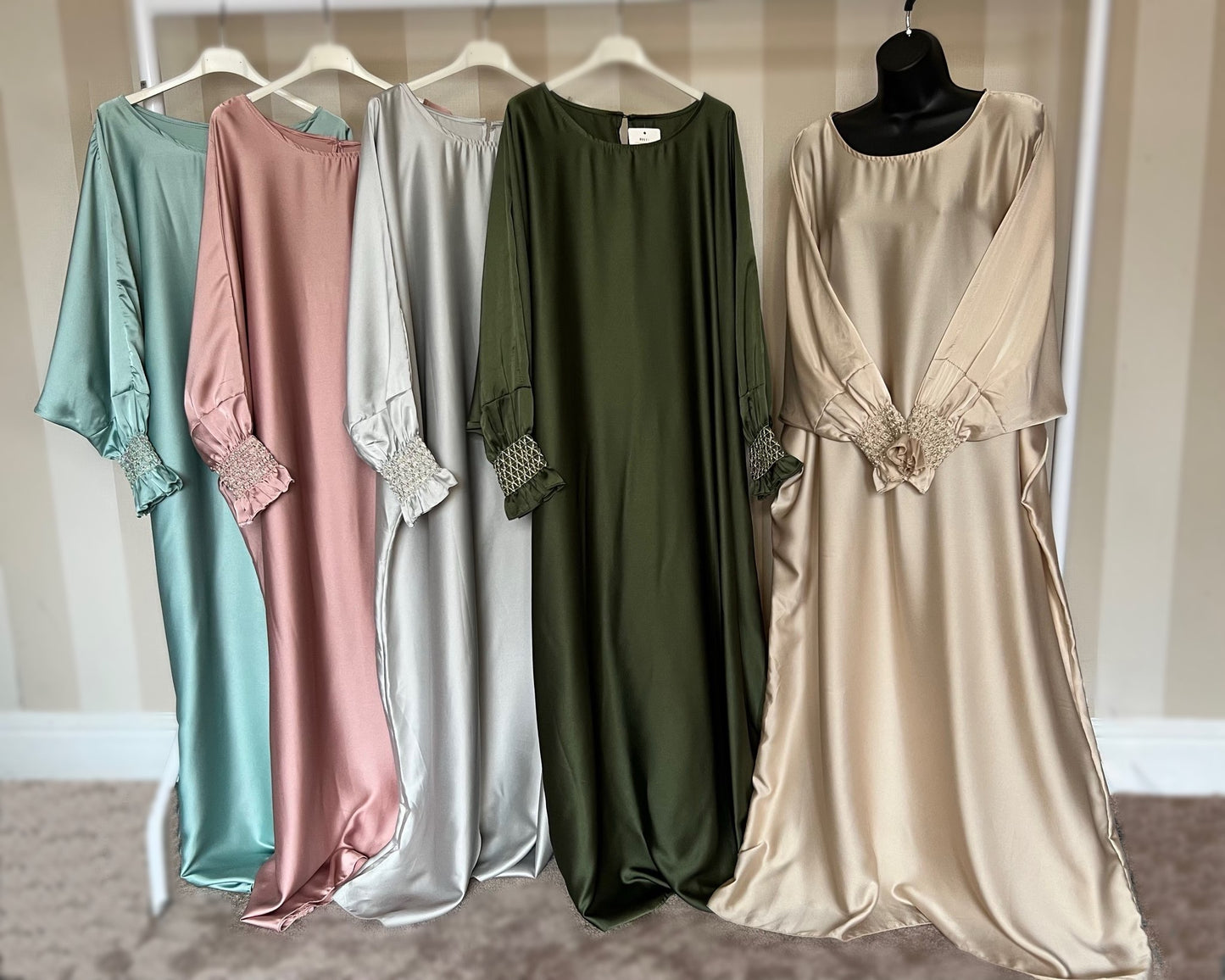 Cuff Detail Satin Batwing Dress