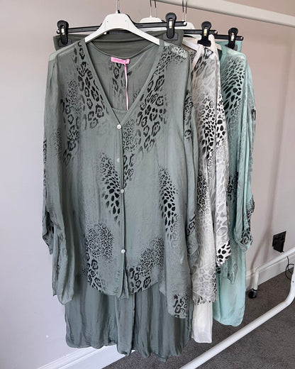 Kiara Leopard Chiffon Silk Co Ord