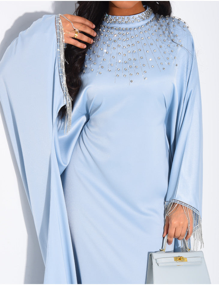 Sareena Premium Embellished Fringe Kaftan with Inner Belt