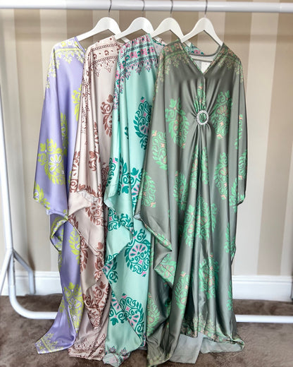 Jewel Print Satin Kaftan