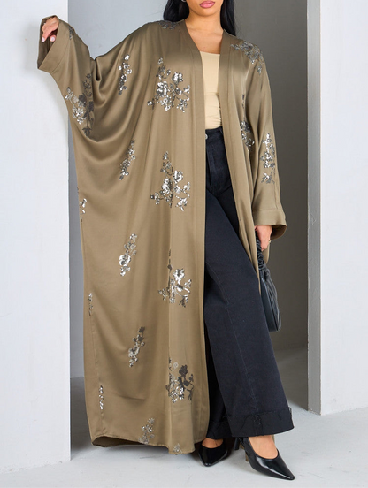 Premium Sequin Satin Open Kimono