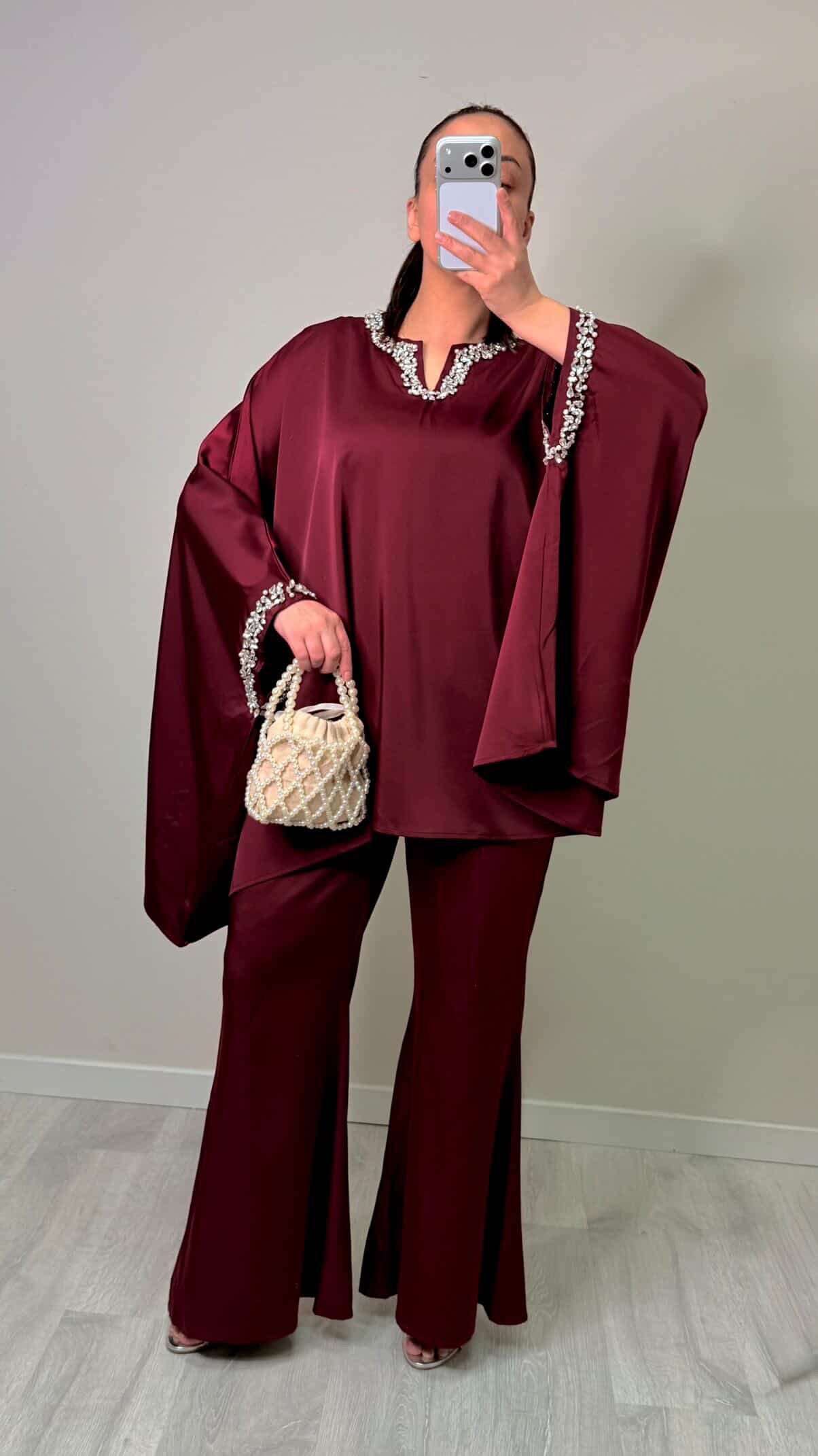 Emelia Premium Satin Crystal Co Ord
