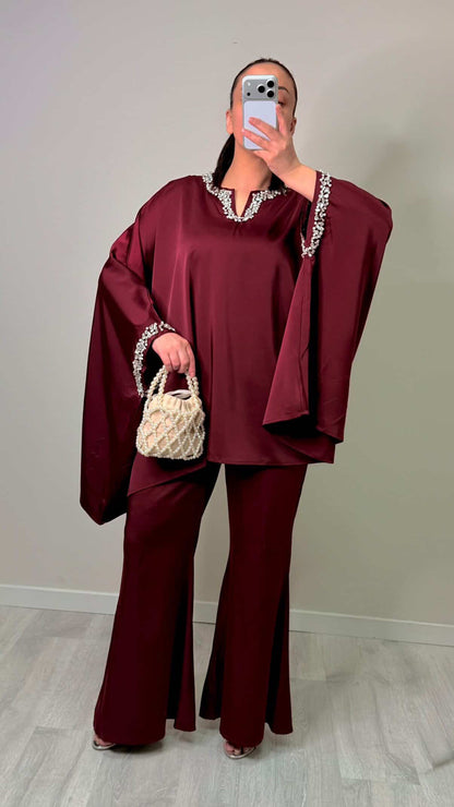 Emelia Premium Satin Crystal Co Ord