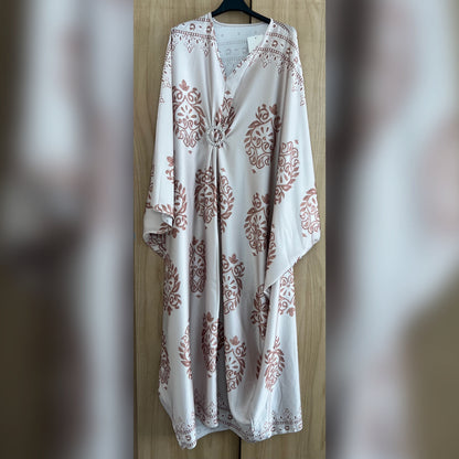 Jewel Print Satin Kaftan