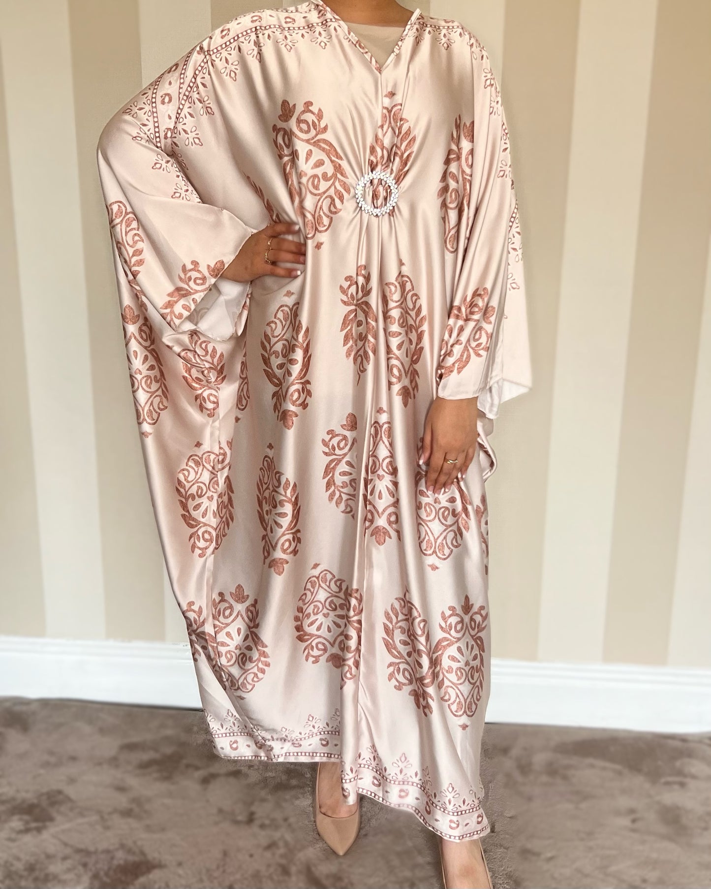 Jewel Print Satin Kaftan