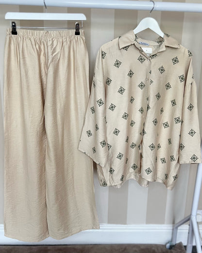 Small Print Linen Feel Coord